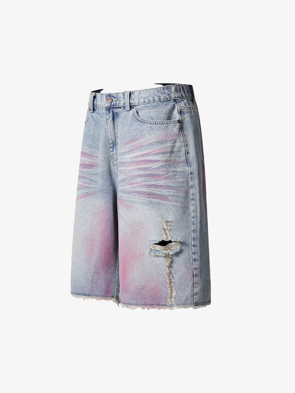 Distressed Tie-Dye Denim Jorts 