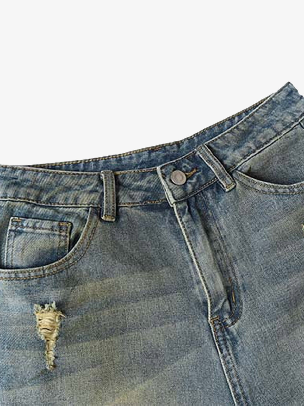 Washed Distressed Spray-Painted Ripped Jorts 