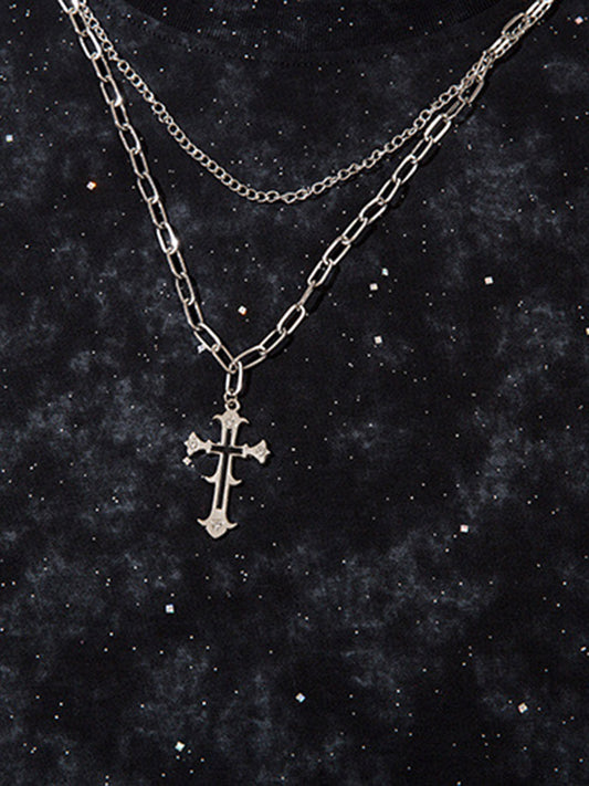 Retro Rhinestone Cross Chain Vest 
