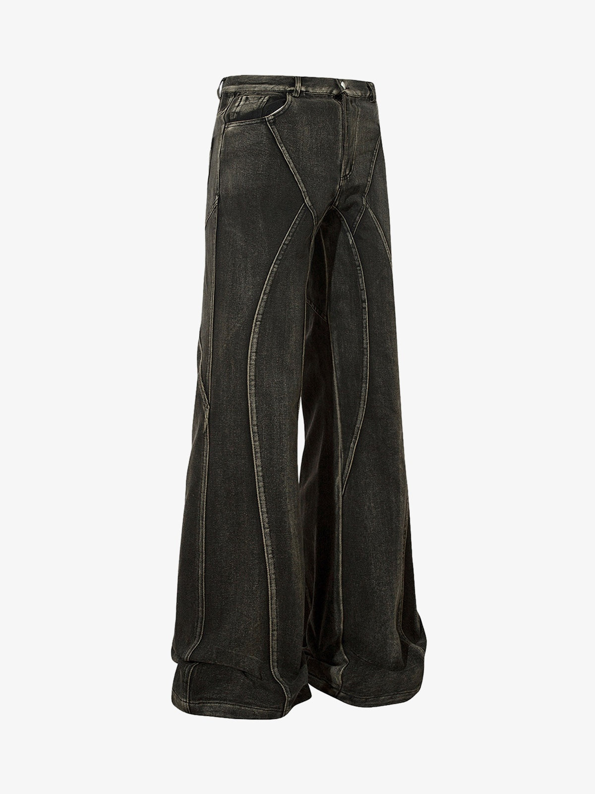 Thesupermade Washed Split Design Hip-Hop Horn Jeans - 2138 