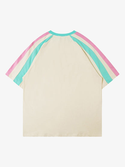 Sports Style Color-Blocked Splicing T-shirt 