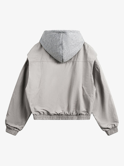 Deconstructed Split Faux Two-Piece Hooded Jacket 