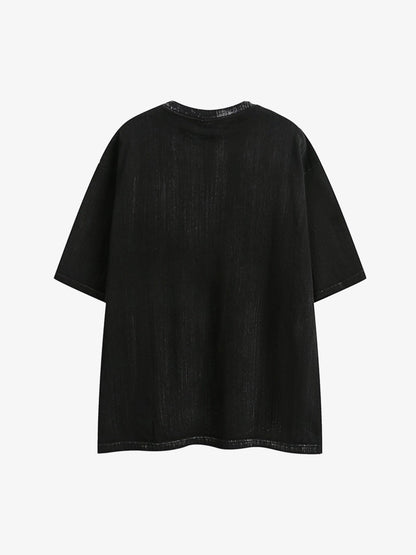 Distressed Embroidered Letter T-Shirt 