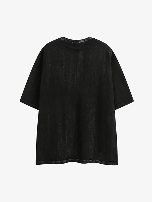 Distressed Embroidered Letter T-Shirt 
