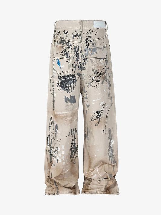 Thesupermade Hand-painted Graffiti Baggy Jeans - 1885 