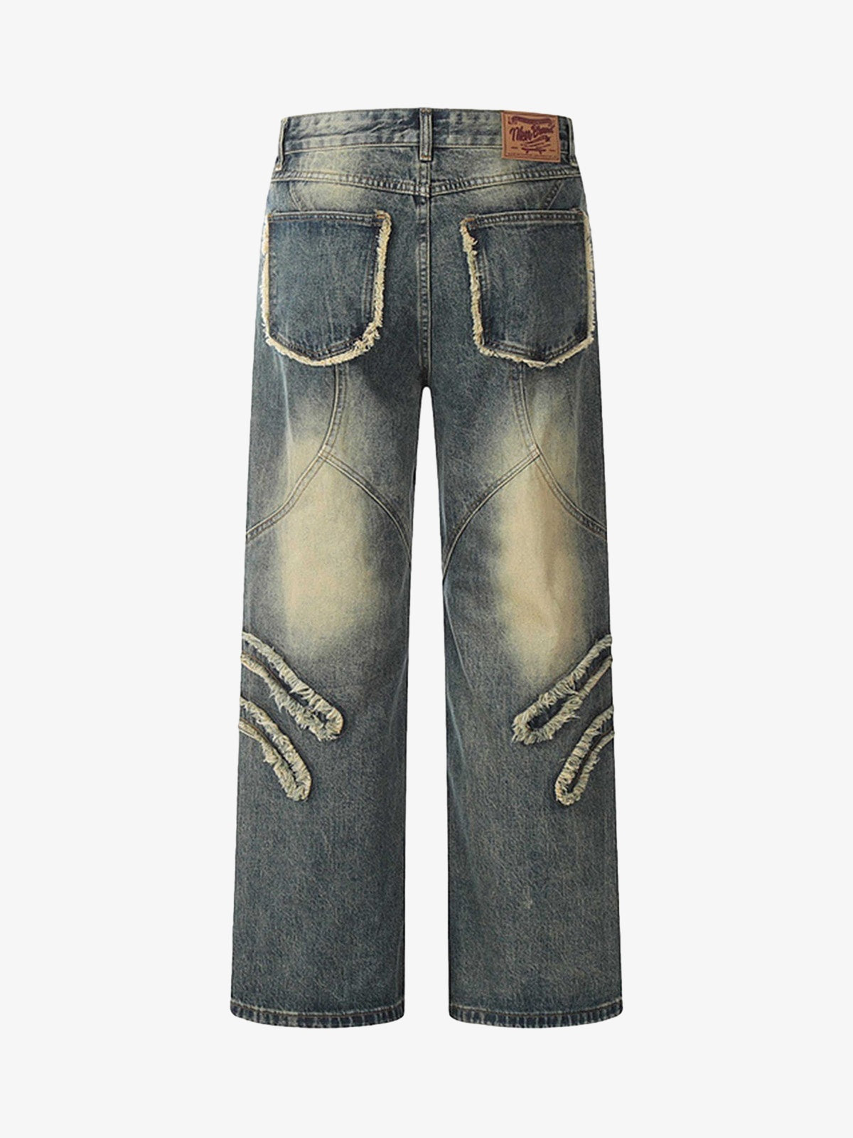 パンツ 17Asapmode Vintage Fold Baggy Jeans Women's High Waist Baggy Jeans Wide Leg Denim Jeans Flap