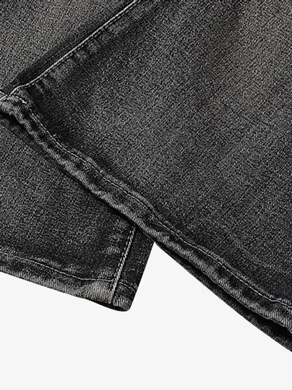 Wasteland Style Washed Distressed Pleated Flare Jeans 