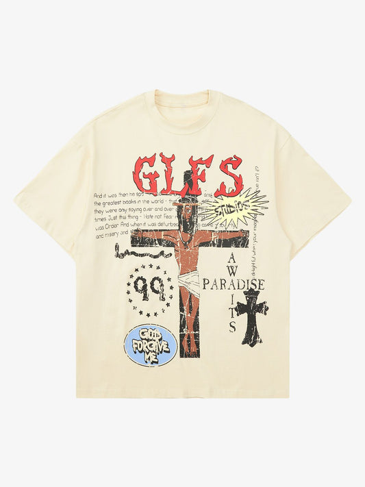 Thesupermade Funny Jesus Graffiti Street Rap T-shirt 