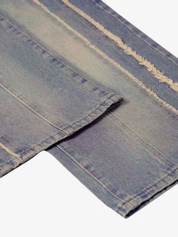 Thesupermade Washed Distressed Raw Edge Baggy Jeans - 2271 