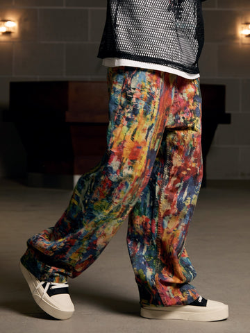 Street Oil Painting Color Straight Jeans - 2348 