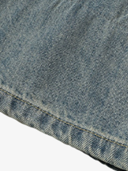 Vintage Washed Plaid Baggy Jeans 