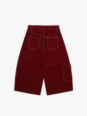 Denim Welt-Embellished Cargo Jorts - 2408 