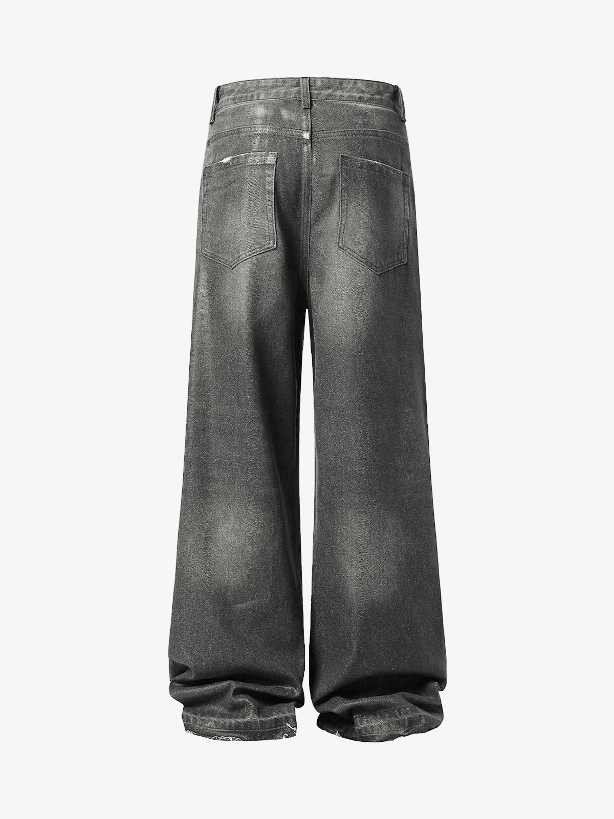 Washed Batik Straight Jeans 