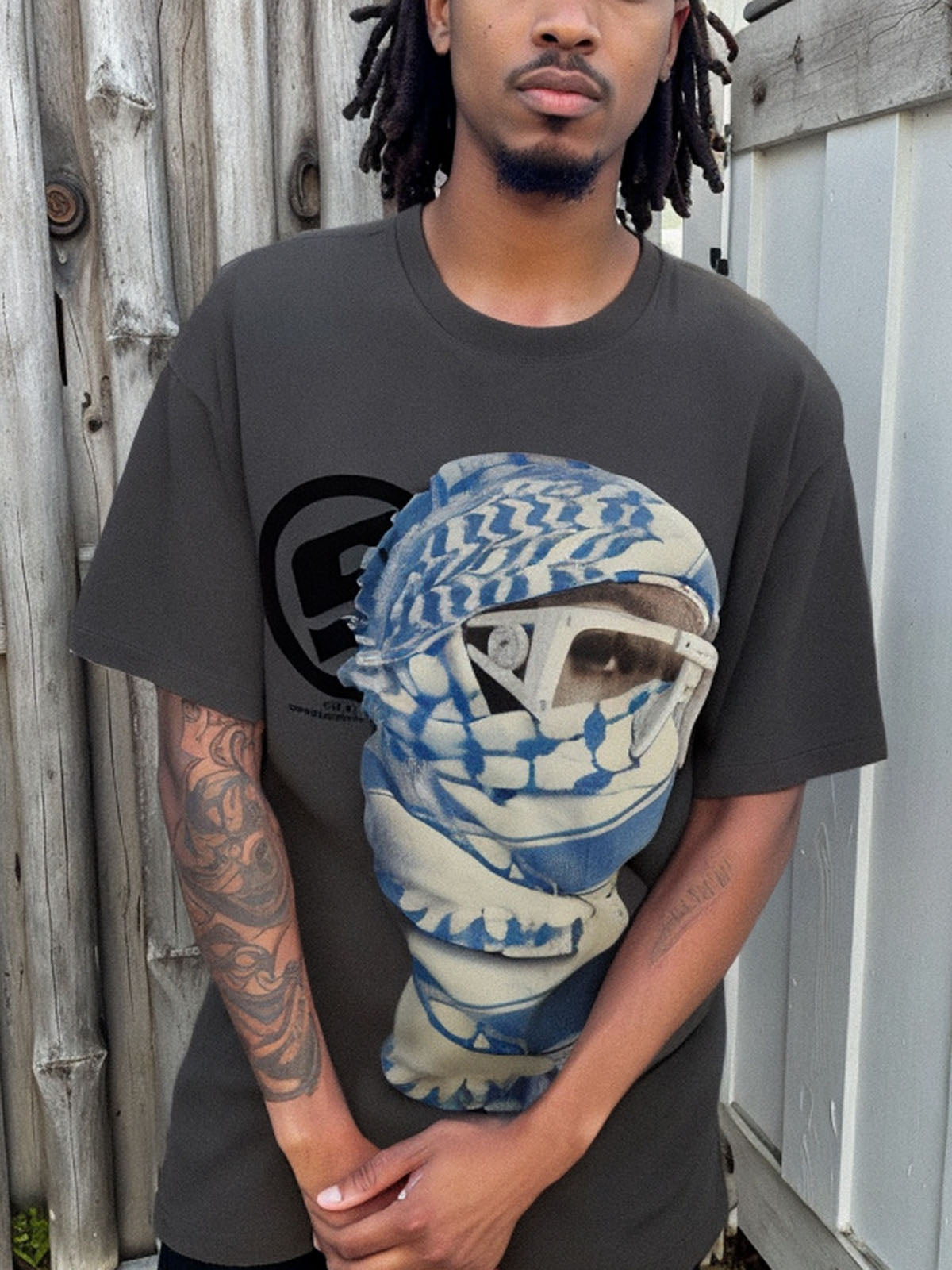 Masked Portrait Graphic T-Shirt 