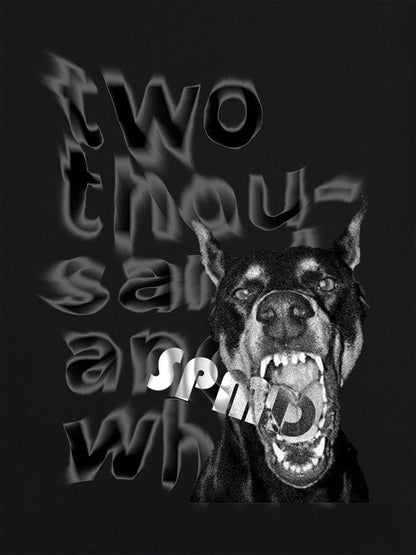 Thesupermade Fun Graffiti Letters Doberman Dog Print T-shirt 