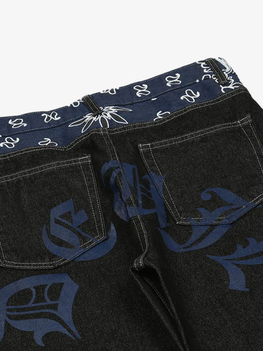 Thesupermade Petal Letter Straight Jeans 