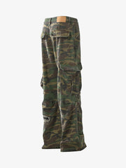 Woven Ripped Camouflage Cargo Baggy Pants - 2410 