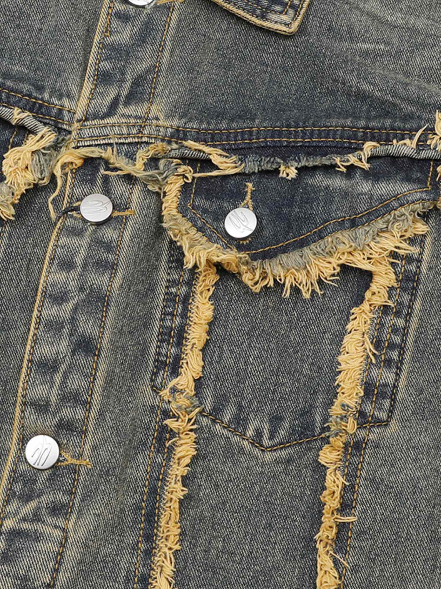Thesupermade Distressed Washed Denim Jacket 