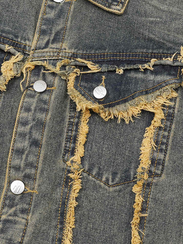Thesupermade Distressed Washed Denim Jacket 