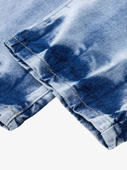 Niche Design Letter Embroidered Tie-dye Gradient Jeans 