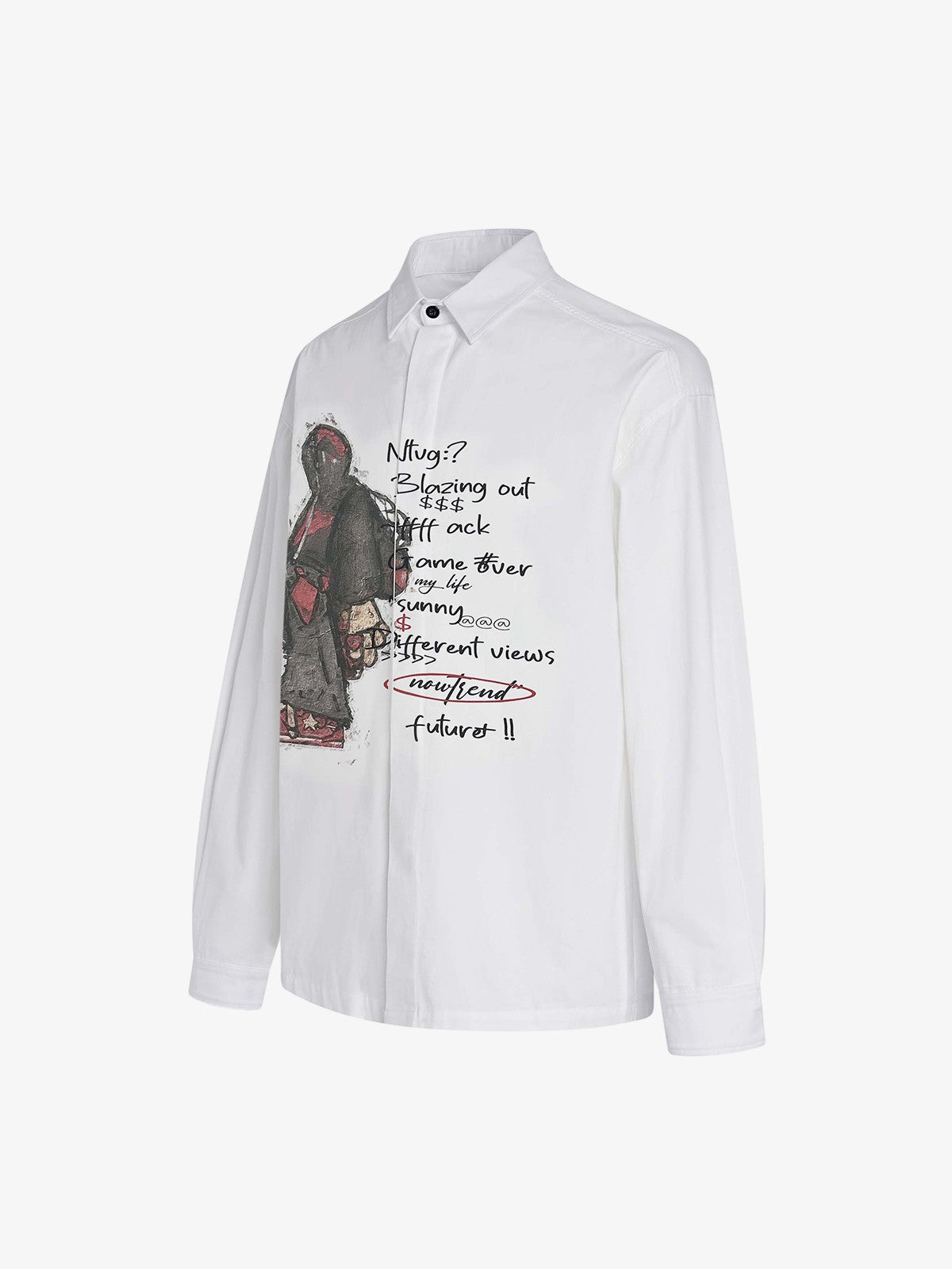 Graphic Portrait Print Long-Sleeve Shirt 