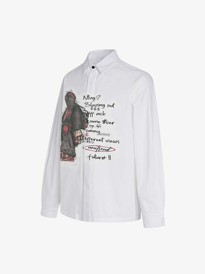 Graphic Portrait Print Long-Sleeve Shirt 