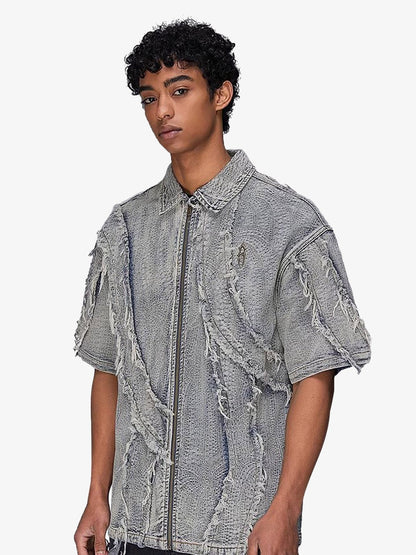 Washed Raw Edge Denim Shirt - 2064 