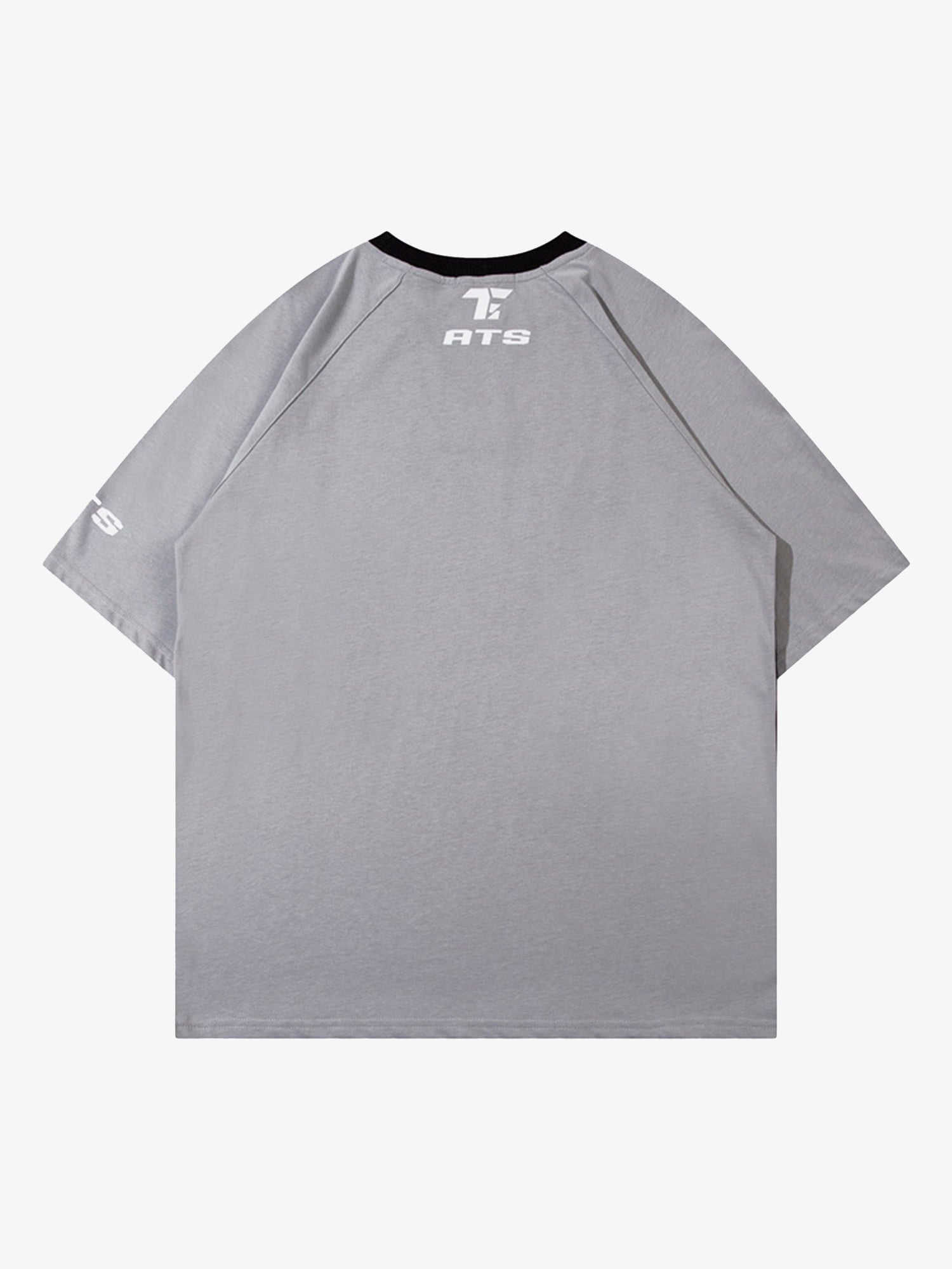 Retro Color-Blocked Deconstructed Stitching Racing T-shirt 