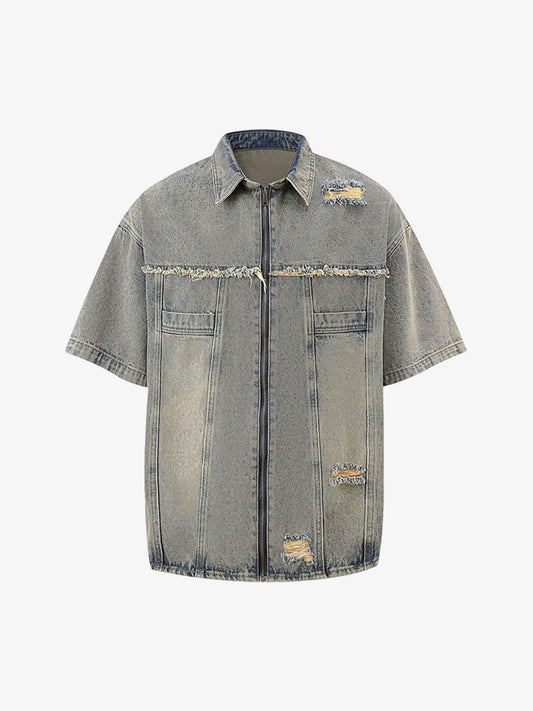 Distressed Ripped Denim Suit 