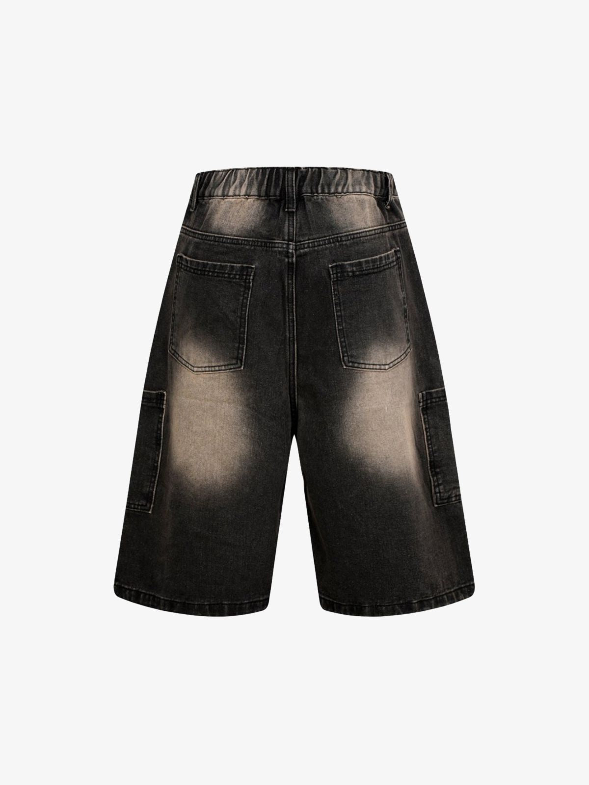 Washed Distressed Raw Edge Denim Jorts 