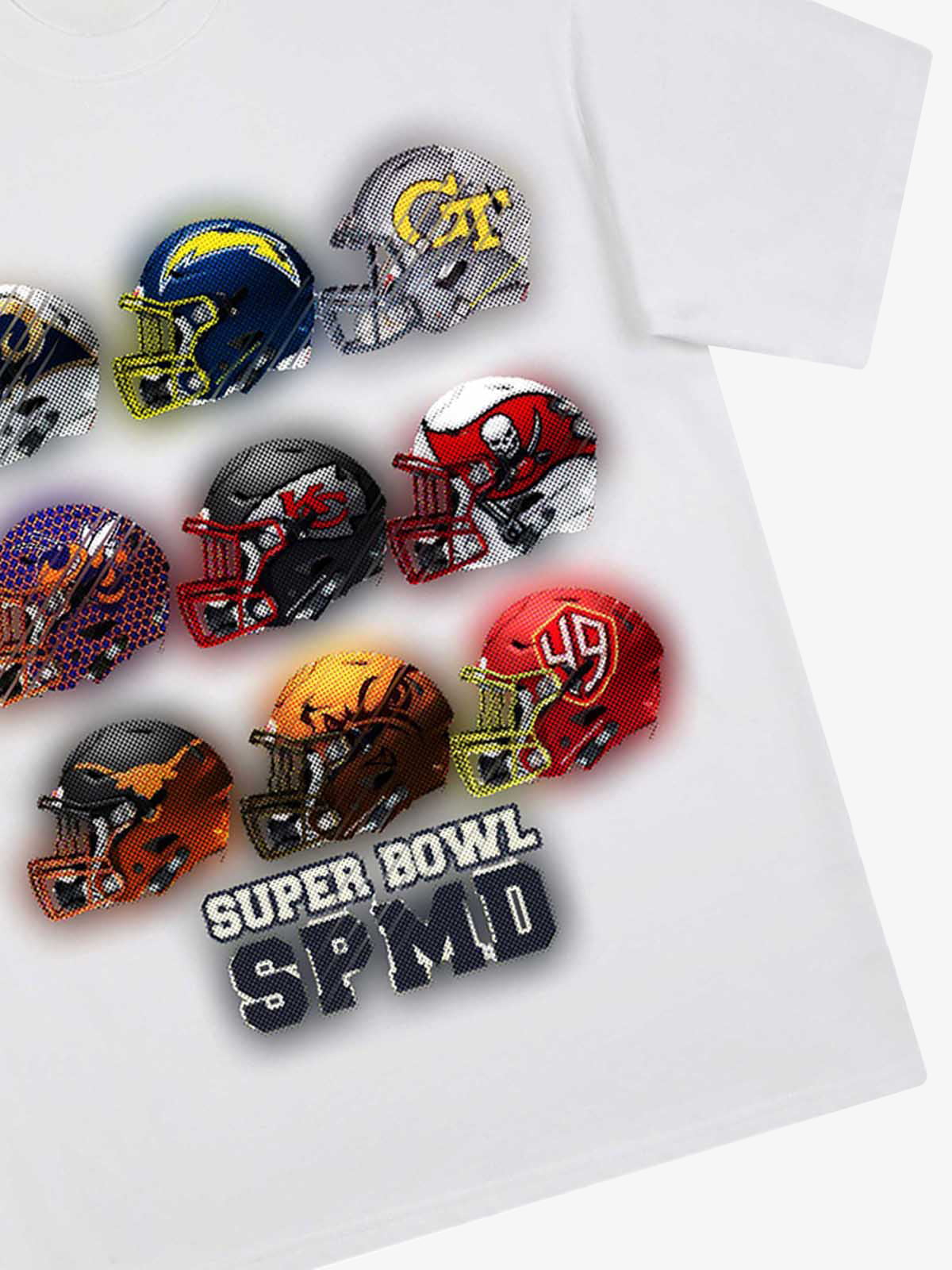 Super Bowl Football Helmet Print T-shirt - 2310 