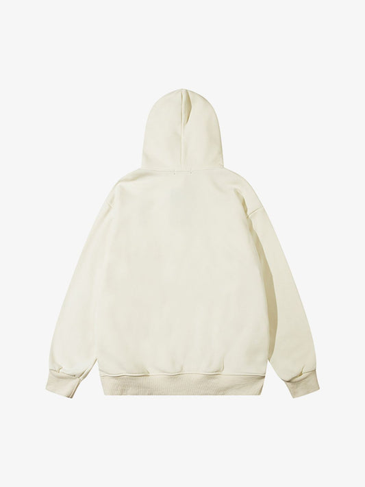 Thesupermade Star Patch Embroidered Hooded Fleece Sweatshirt 