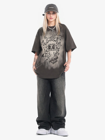 Oversized Angel Graphic T-Shirt 