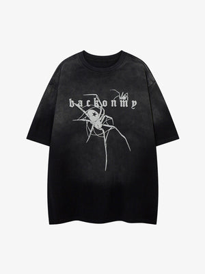 Retro High Street Spider Pattern Foam T-shirt 