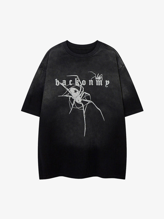 Retro High Street Spider Pattern Foam T-shirt 