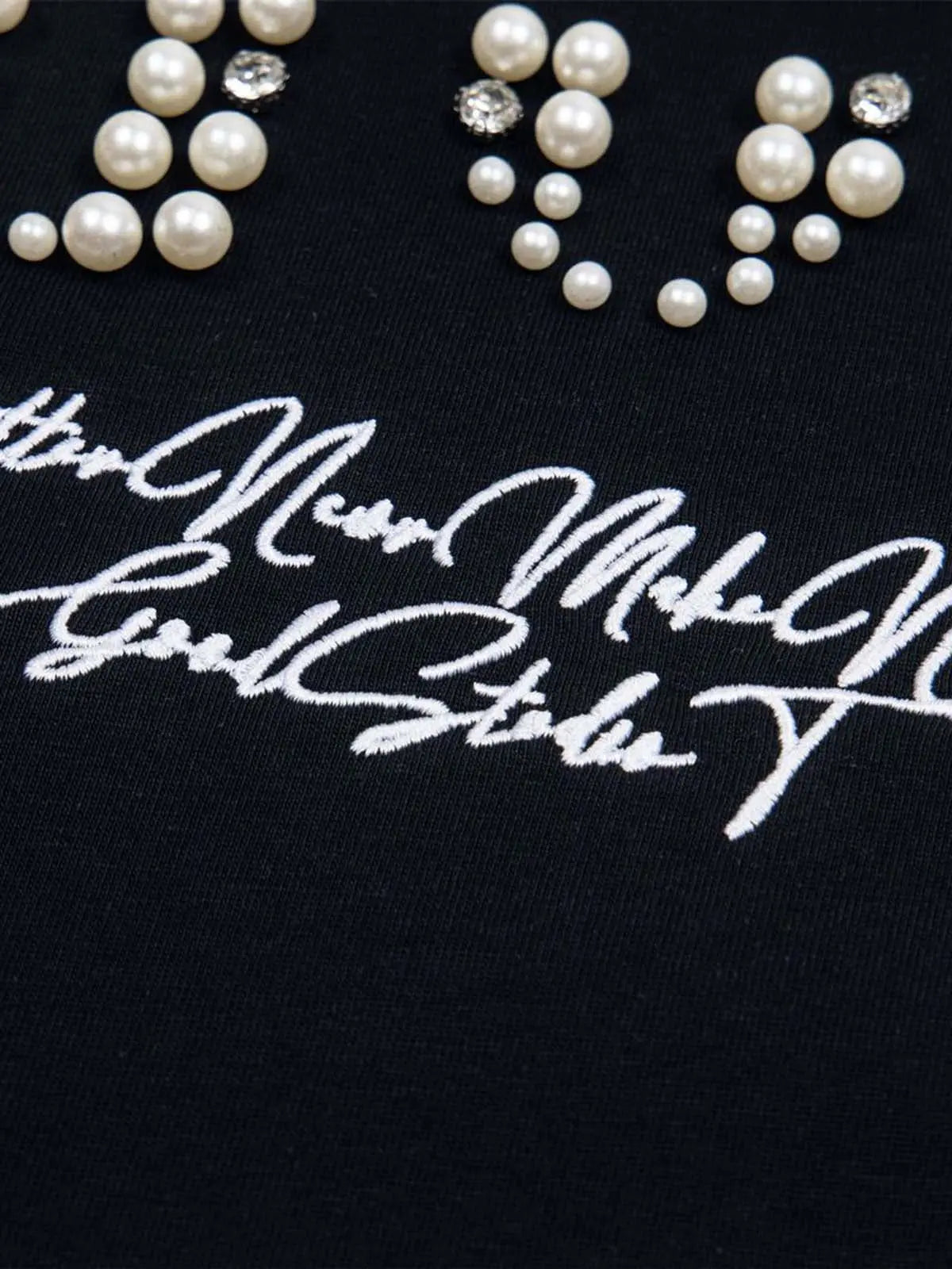 Elegant Pearl-Embellished Oversized T-Shirt 