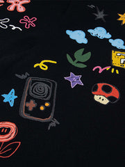 Floral Embroidered Crew Neck T-Shirt 