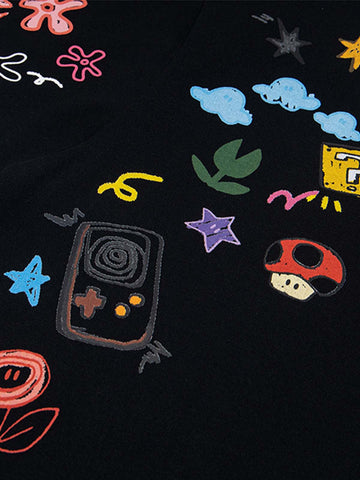 Floral Embroidered Crew Neck T-Shirt 