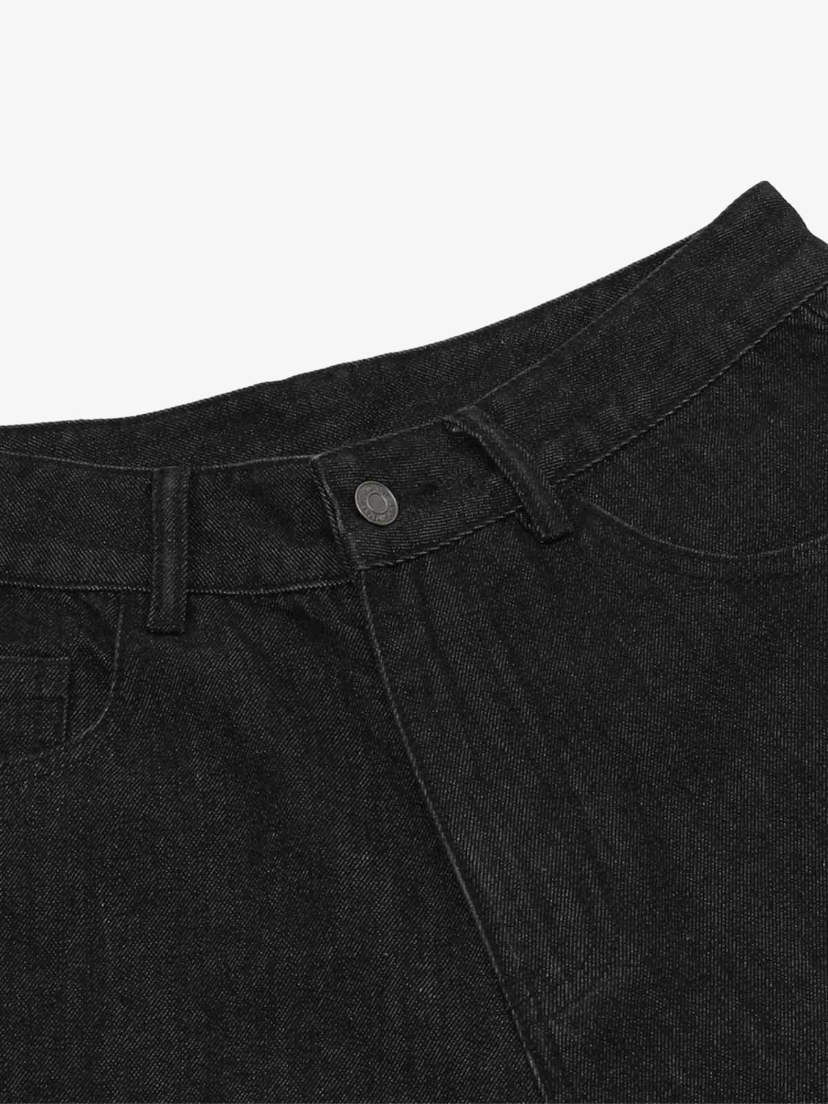 Patchwork Camouflage Ripped Denim Jorts 