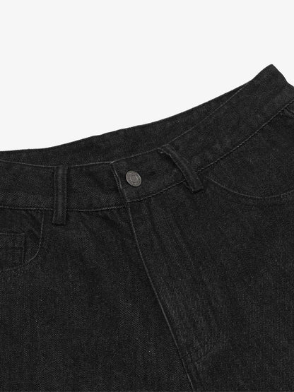 Patchwork Camouflage Ripped Denim Jorts 