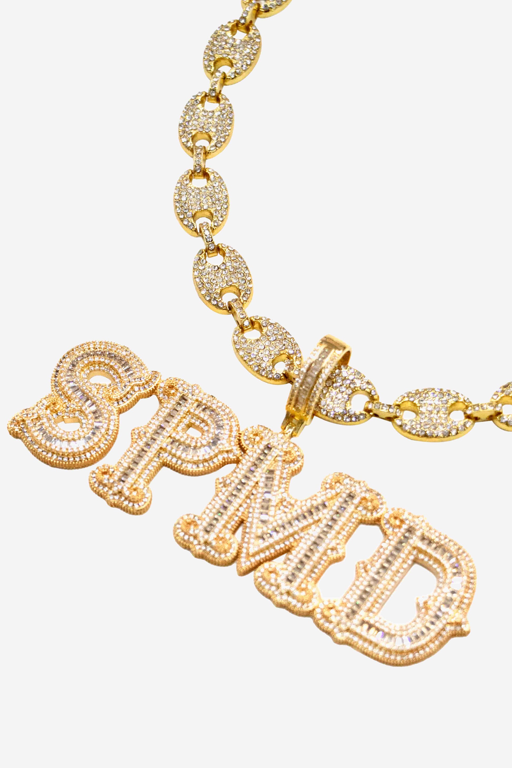 Thesupermade Hip-hop Diamond Letter Necklace - 2229 