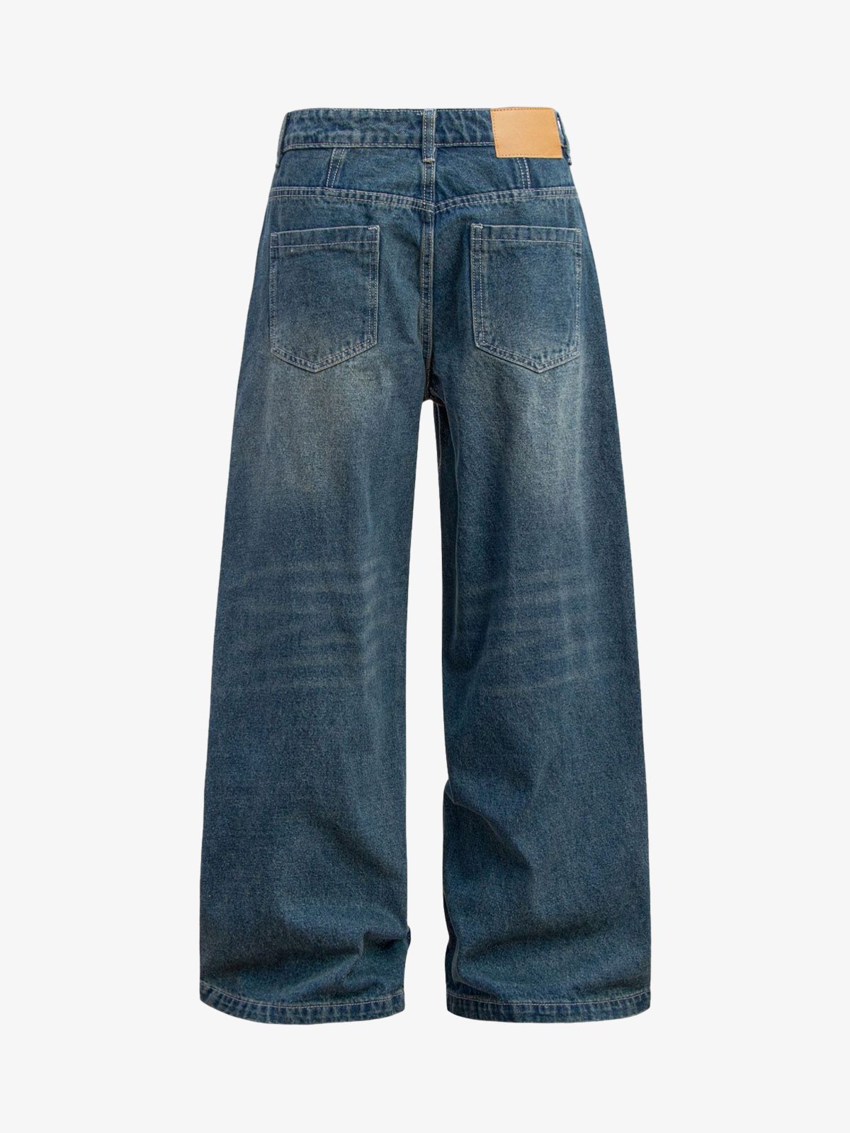 Washed Distressed Double Pleat Jeans 