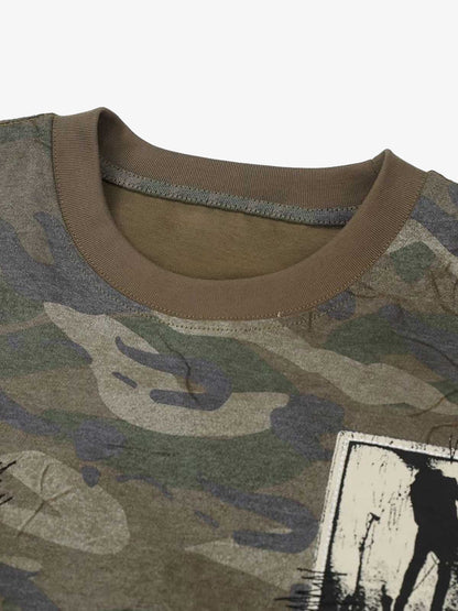 Camouflage Patchwork Graphic T-Shirt 