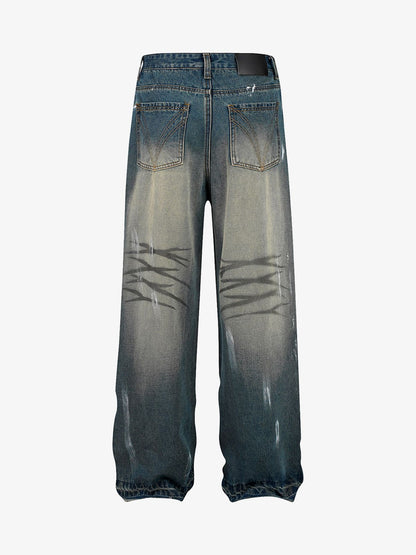 Thesupermade High Street Hip Hop Distressed Washed Jeans 