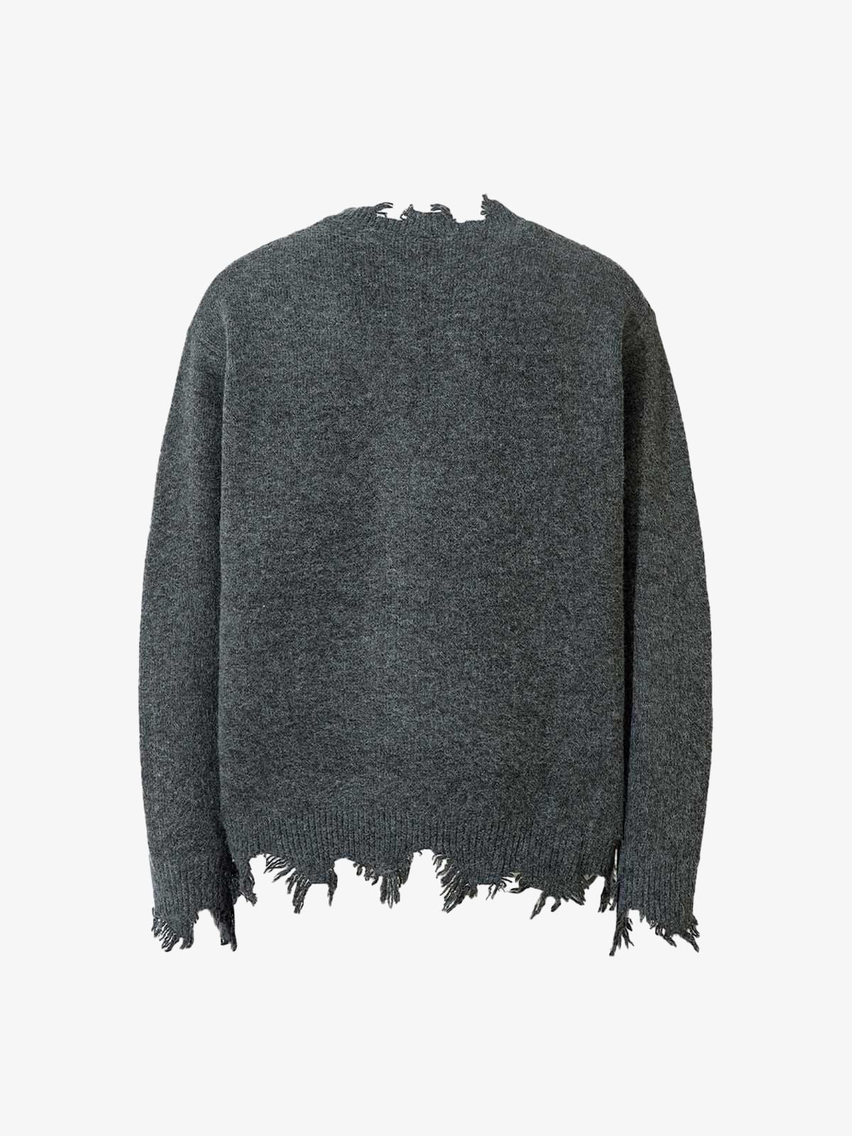 Distressed Quarter Zip Sweater 