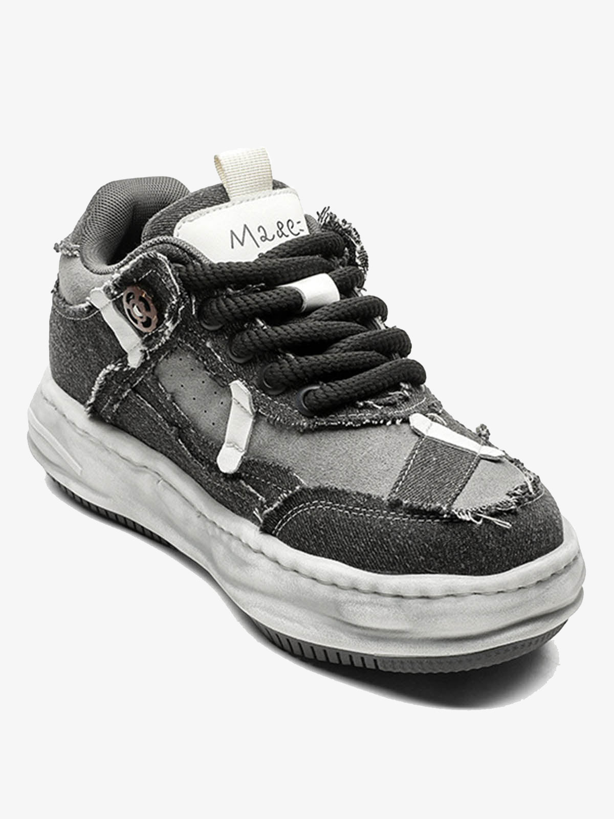 Distressed Deconstructed Split Whisker Platform Sneakers 