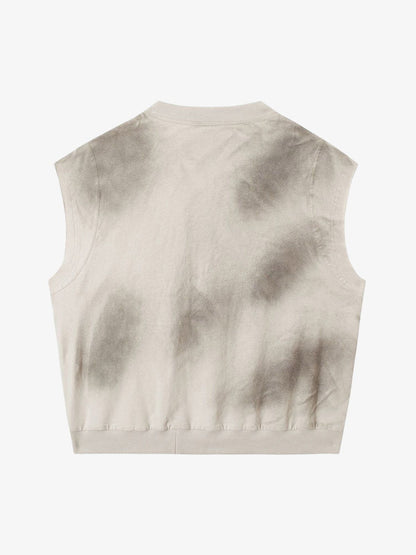 Vintage Washed Graphic Distressed Vest 