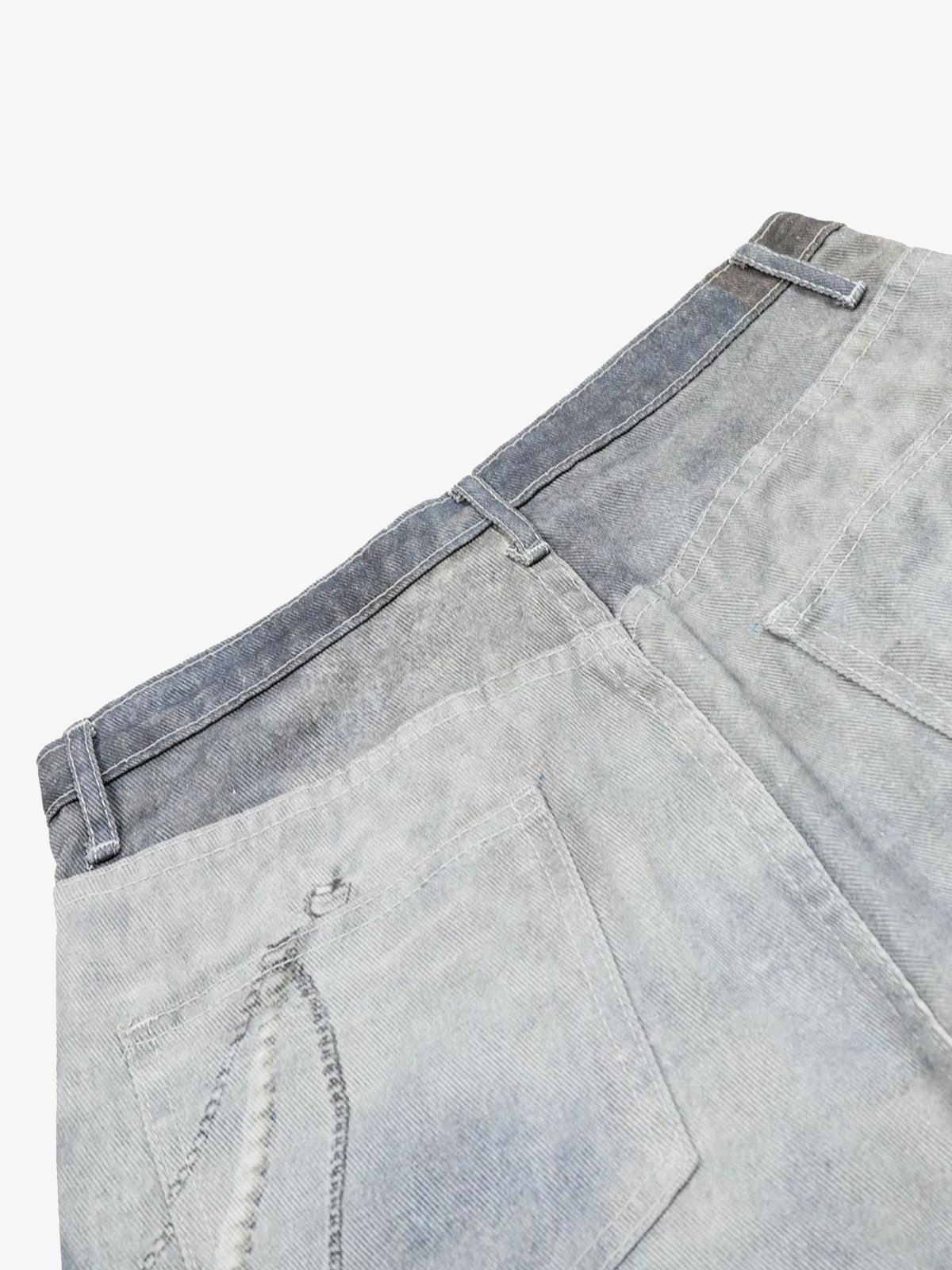 Thesupermade American Street 3D Print Retro Washed Denim Shorts 