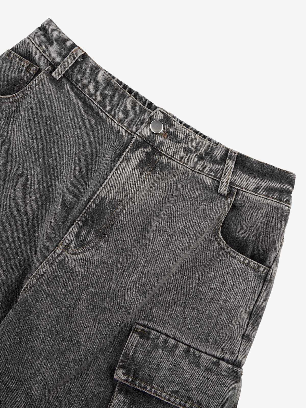 Thesupermade Street Stitching Multi-Pocket Workwear Washed Jeans - 2209 