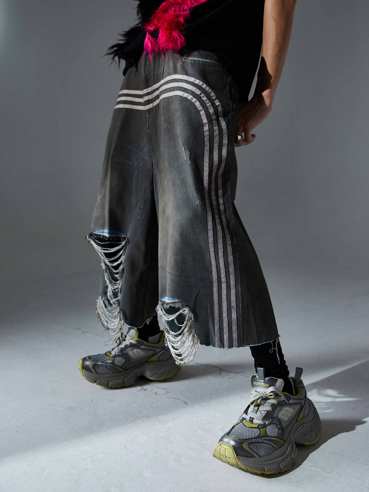 Ripped Dirty Dyed Stripped Jorts 